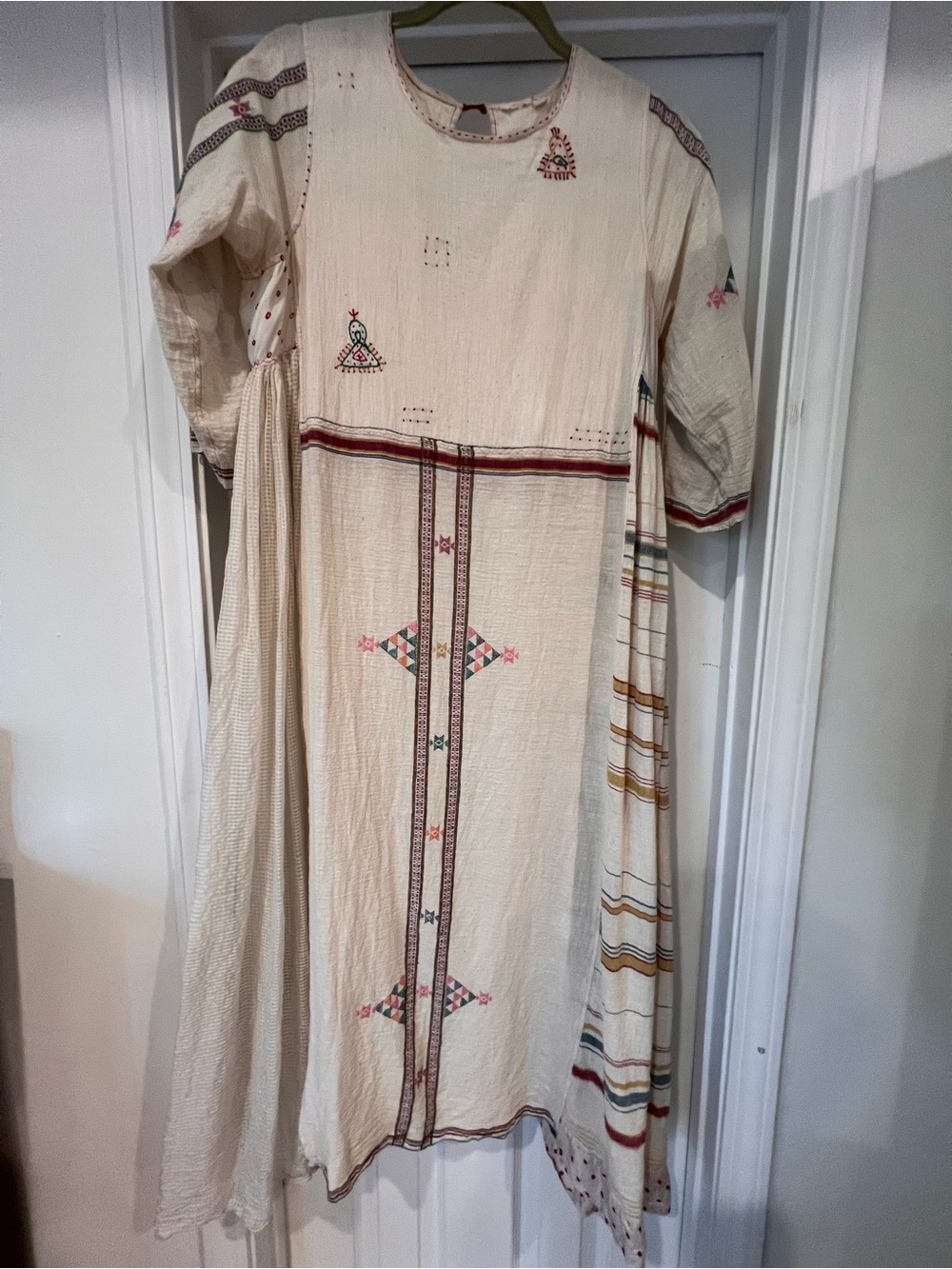 Injiri Embroidered Cotton and Silk Dress